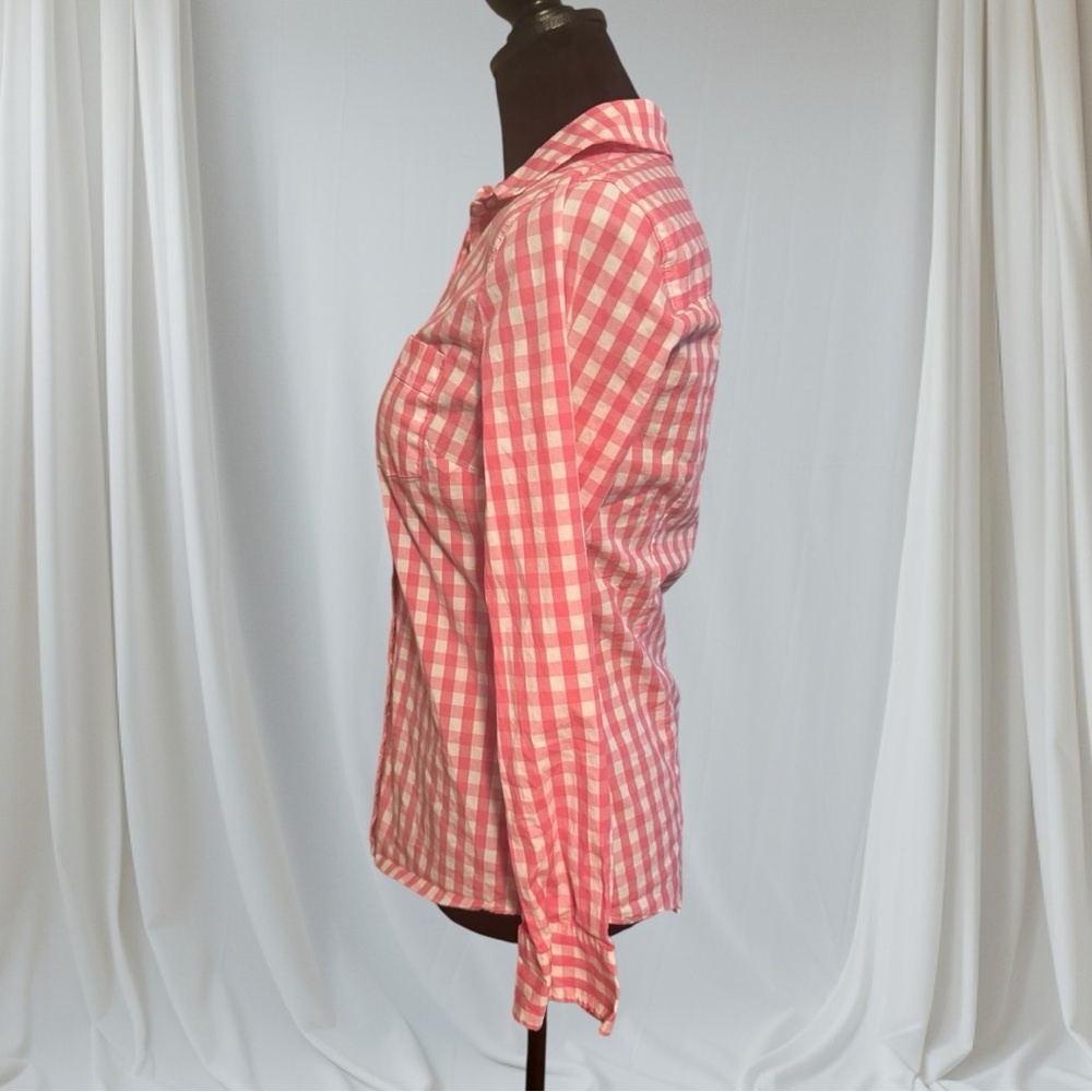 J. Crew Pink and White Checkered Button Down Shirt - Picture 2 of 8